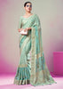 Turquoise Blue Woven Georgette Silk Saree