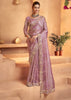 Lilac Pink Designer Tissue Silk Saree