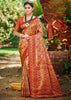 Brown Red Dual Tone Woven Banarasi Silk Saree