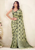 Pistachio Green Woven Linen Silk Saree