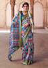 Victoria Blue Banarasi Digital Printed Silk Saree