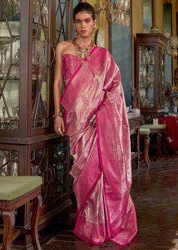 Paradise Pink Dual Tone Kanjivaram Silk Saree