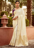 Classy White Woven Banarasi Designer Silk Saree With Embroidered Blouse