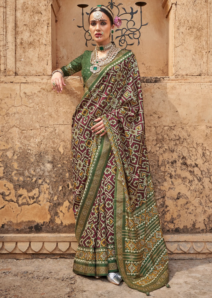 Medium Green Printed Patola Saree