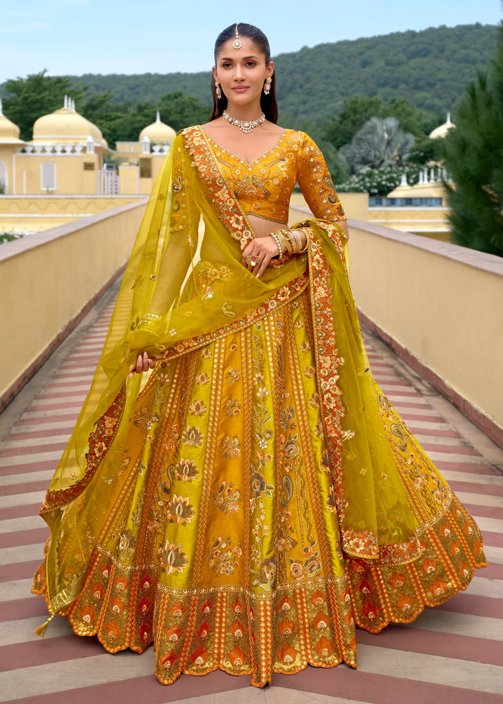 Regal Yellow Embroidered Lehenga