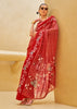 Cherry Red Printed Georgette Light Weight Saree