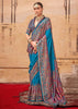 River Blue Printed Kashmiri Jamewar Saree