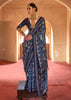 Navy Blue Printed Patola Silk Saree