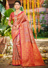 Peach Pink Dual Tone Woven Banarasi Silk Saree