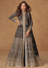 Caviar Black Embroidered Georgette Anarkali with Dupatta