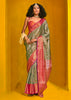 Olive Green Dual Tone Woven Kanjivaram Silk Saree