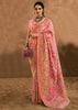 Coral Pink Woven Kashmiri Jamewar Silk Saree