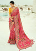 Rani Pink Woven Georgette Bandhej Designer Saree