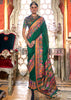 Hunter Green Printed Kashmiri Jamewar Saree