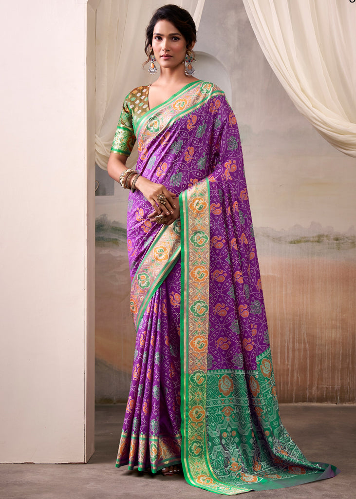 Royal Purple Woven Patola Silk Saree