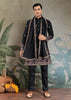 Phantom Black Sequence Embroidered Cotton Kurta With Dupatta