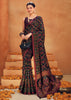 Phantom Black Printed Georgette Silk Saree