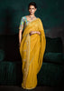 Mimosa Yellow Designer Tissue Silk Saree With Printed Blouse