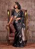 Phantom Black Banarasi Satin Silk Saree With Brocade Blouse