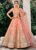 Coral Peach Heavy Embroidered Designer Lehenga