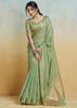 Fair Green Woven Banarasi Linen Silk Saree