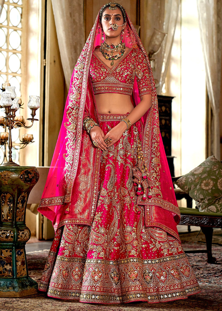 Rose Pink Heavy Embroidered Designer Lehenga