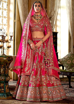 Rose Pink Heavy Embroidered Designer Lehenga