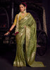 “Exclusive Offer” : Mehandi Green Woven Banarasi Satin Silk Saree