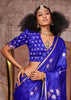 Dazzling Blue Banarasi Satin Silk Saree With Brocade Blouse