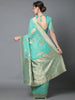 POOL GREEN WOVEN BANARASI SILK SAREE (6868419707073)