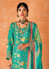 Festive Green Embroidered Suit Set With Floral Print