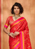 Cherry Red Woven Banarasi Silk Saree
