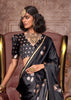 Phantom Black Banarasi Satin Silk Saree With Brocade Blouse