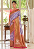 Mayuri: Kanjivaram Leheriya Saree Featuring Majestic Peacocks In Shades of Purple and Red (7659199332545) (7704220827841)