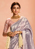 Lavender Blue Woven Banarasi Designer Tissue Silk Saree With Embroidered Blouse