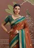 Hazel Brown Woven Banarasi Tussar Silk Saree