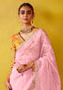 Sweet Pink Woven Embroidered Chiffon Saree