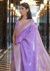LILAC PURPLE WOVEN BANARASI LINEN SILK SAREE (6938607255745)