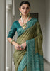 Green & Blue Printed Tussar SIlk Saree