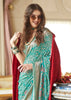 Ceramic Blue Printed Georgette Silk Saree