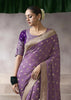 “Exclusive Offer” : Dusky Purple Banarasi Designer Saree With Embroidered Blouse