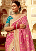 Peach Pink Woven Banarasi Designer Silk Saree With Embroidered Blouse