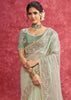 Pista Green Embroidered Designer Saree