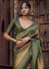 Olive Green Floral Printed Soft Silk Saree