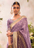 Lavender Purple Banarasi Designer Silk Saree With Embroidered Blouse