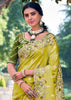 Mehndi Green Woven Banarasi Designer Silk Saree With Embroidered Blouse