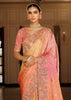 Peach & Pink Designer Embroidered Silk Saree