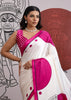 Hot Pink Printed Satin Silk Saree