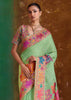 Pista Green Woven Cotton Kashmiri Jamewar Saree
