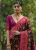 Pirate Black Woven Kashmiri Jamewar Silk Saree